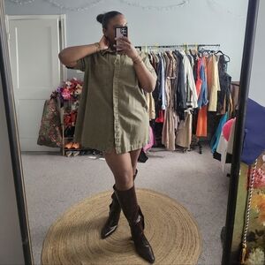 Olive Green ASOS Utility Shirt Dress, 100% Cotton